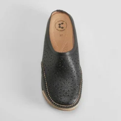 Zueco perfos negro Mujer Sandalias Confort